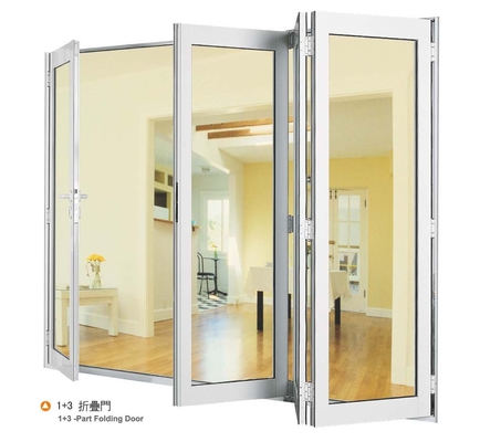 Double Aluminium Sliding Folding Glass Door With Anodized Silver Frame